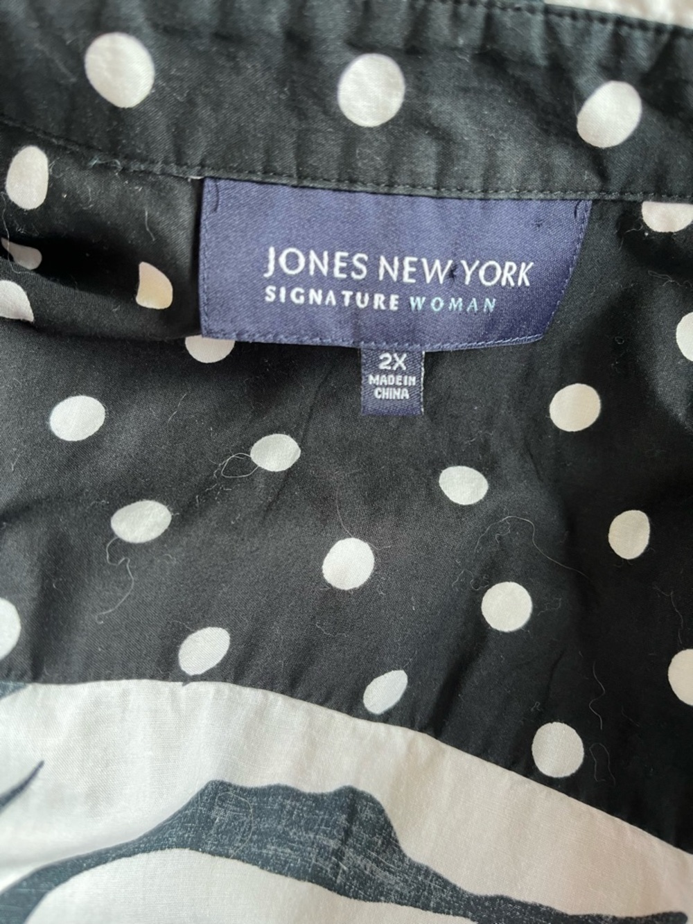 Jones New York Black and White Polka Dot Blouse